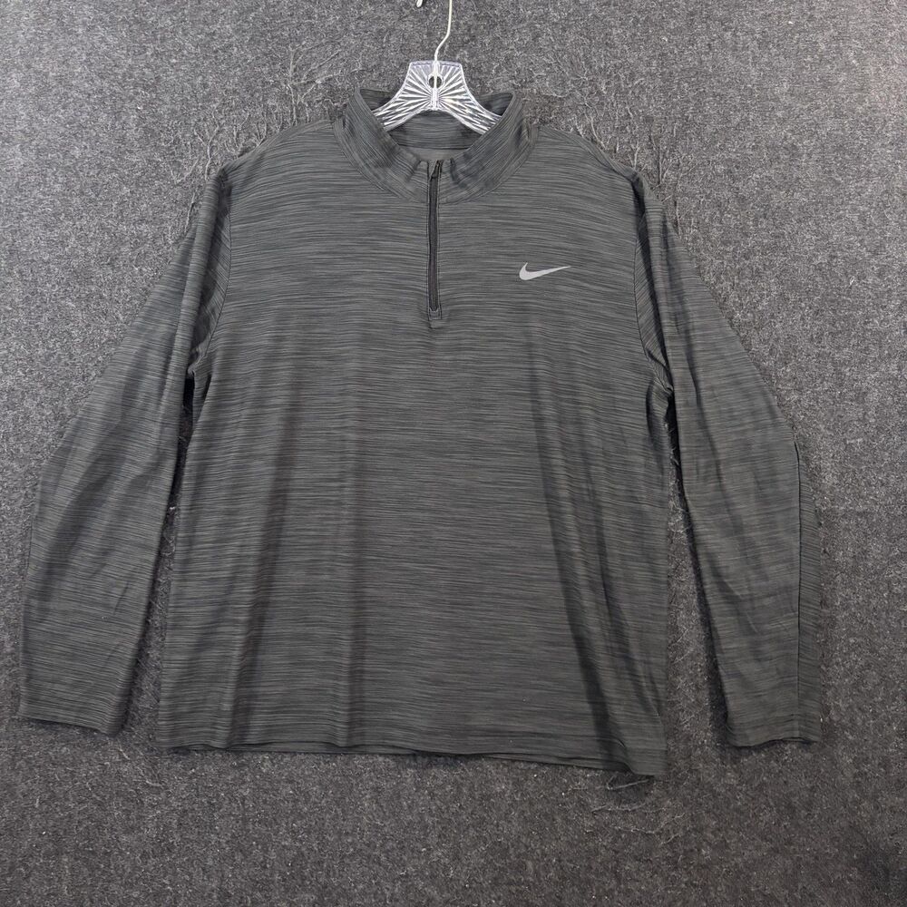 Nike Pullover Men's Large Gray Dri-Fit 1/4 Zip Running Training Shirt 940177-010